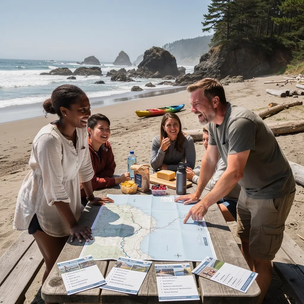 Turysta z aparatem fotograficznym, uwieczniający piękne widoki.